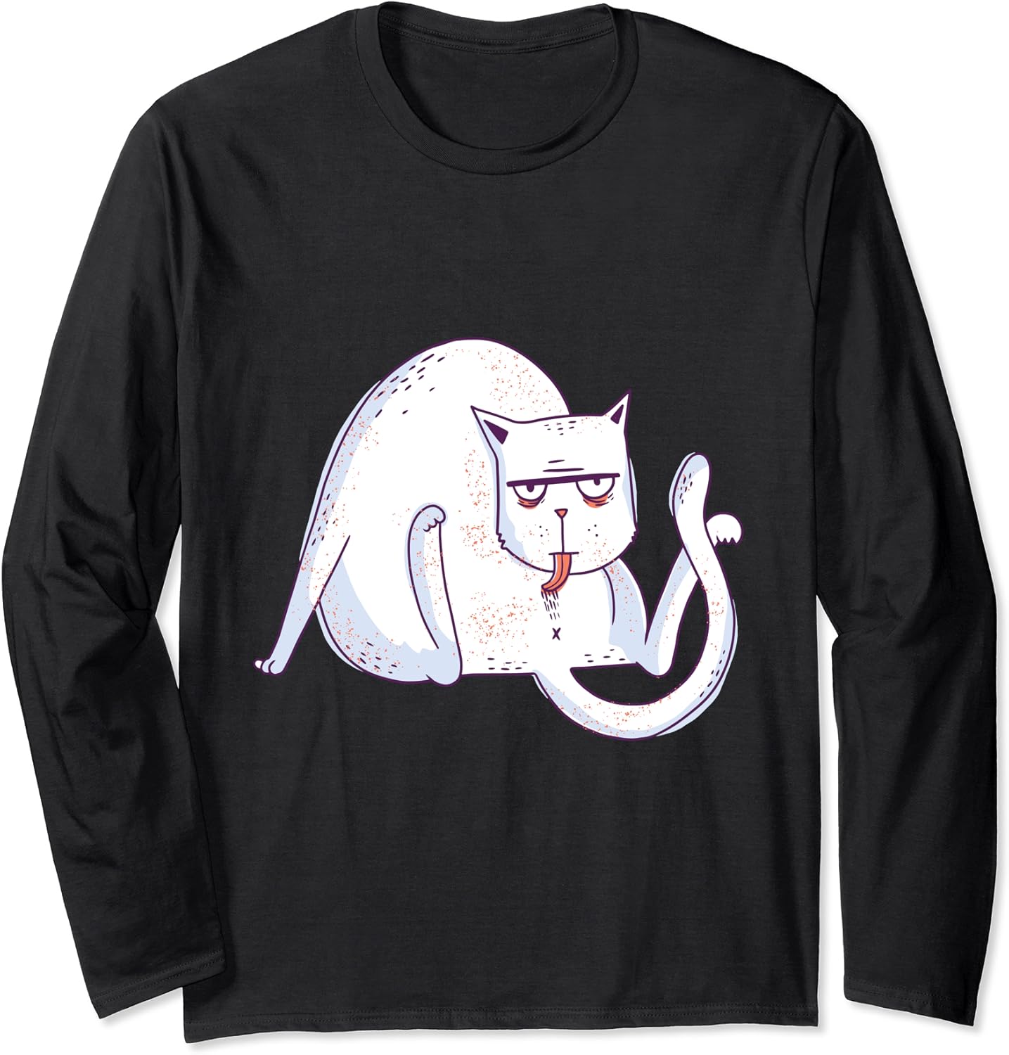 Funny Licking Cat Long Sleeve TShirt Clothing, Shoes
